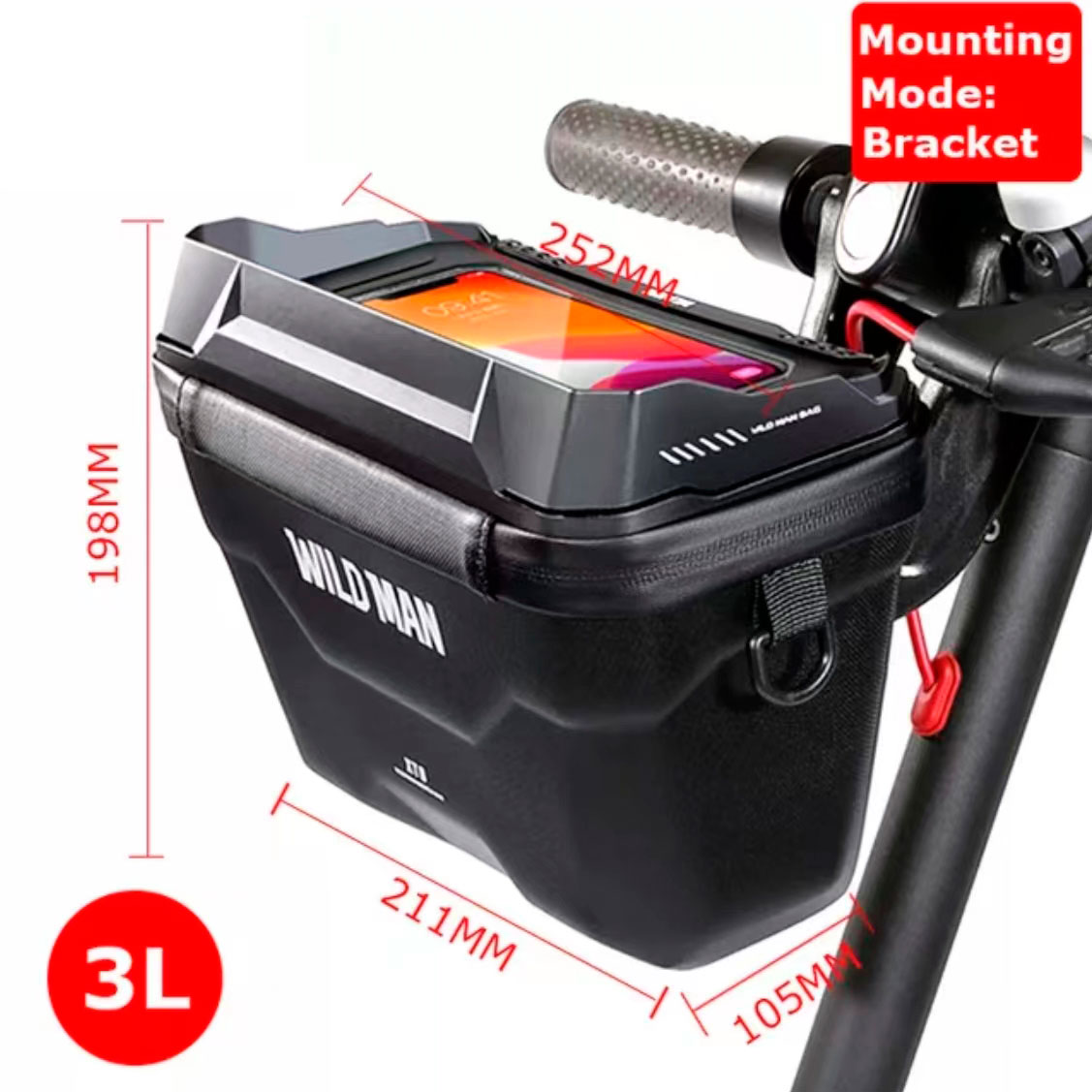 WILDMAN 3L Tasche mit Lenkerabdeckung Model 2 Ninebot Xiaomi Soflow Viron Denver uvm – Bild 2