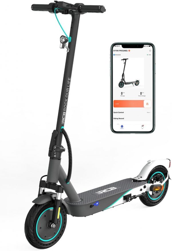RCB EV10K PRO Elektroroller, E-Scooter mit Straßenzulassung (ABE), 10 Zoll，400W Motor, 35km Reichweite, Faltbarer e Roller, APP-Steuerung, Doppelbremse, Doppelstoßdämpfer