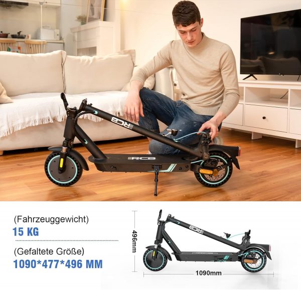 RCB EV85F Elektroroller, E-Scooter mit Straßenzulassung (ABE), 8,5 Zoll，400W Motor，MAX 20km/H，Dreistufige Getriebestellung，Faltbarer e Roller, APP-Steuerung, Max Belastung 120 kg,Doppelstoßdämpfer – Bild 7