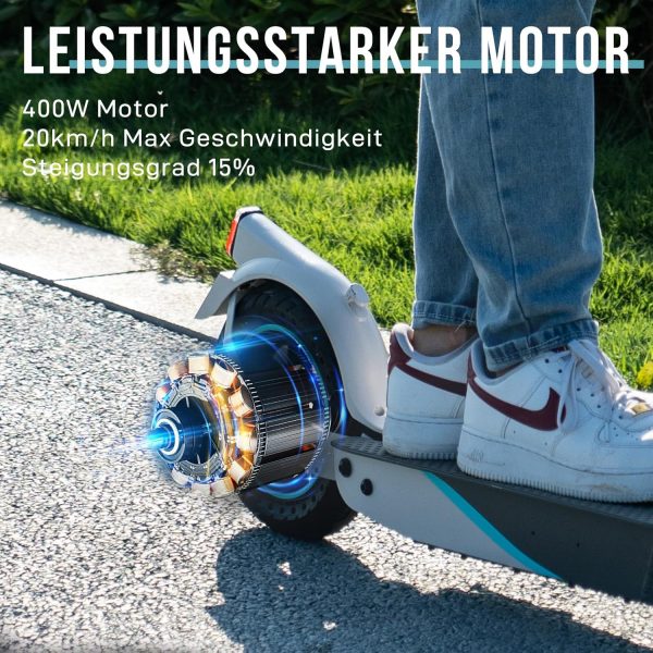 RCB EV10K PRO Elektroroller, E-Scooter mit Straßenzulassung (ABE), 10 Zoll，400W Motor, 35km Reichweite, Faltbarer e Roller, APP-Steuerung, Doppelbremse, Doppelstoßdämpfer – Bild 5