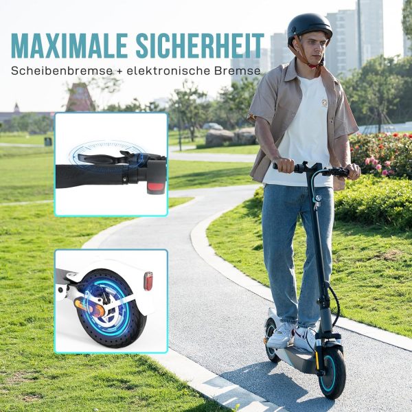 RCB EV10K PRO Elektroroller, E-Scooter mit Straßenzulassung (ABE), 10 Zoll，400W Motor, 35km Reichweite, Faltbarer e Roller, APP-Steuerung, Doppelbremse, Doppelstoßdämpfer – Bild 3