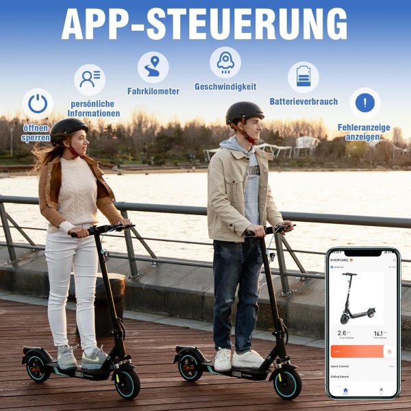 RCB EV85F Elektroroller, E-Scooter mit Straßenzulassung (ABE), 8,5 Zoll，400W Motor，MAX 20km/H，Dreistufige Getriebestellung，Faltbarer e Roller, APP-Steuerung, Max Belastung 120 kg,Doppelstoßdämpfer – Bild 5