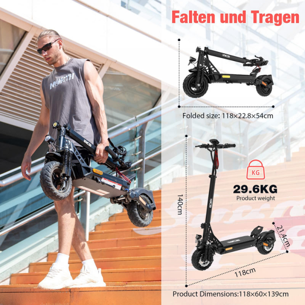 RCB D5 Rot Abe Scooter Elektroroller (RCB Tech D5 Rot) – Bild 9